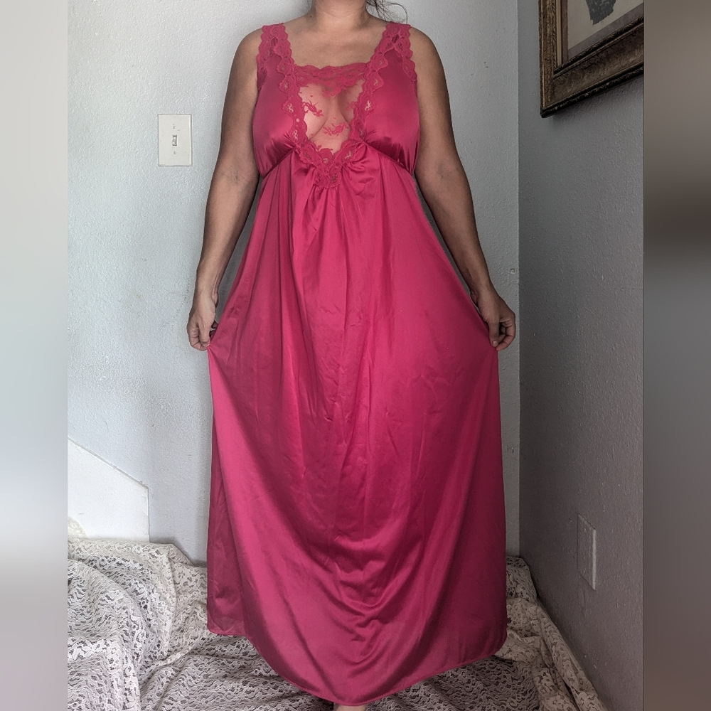 Vintage 1970s Lace Inlay Slip Dress